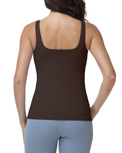 Foucome Nursing Tank Tops Stretch Nursing Cami with Built in Bra - color: Brown, size: Small