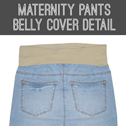 Hybrid & Company Women's Comfy Maternity Shorts - color: Bermuda-bm4822s-lightblue, size: Large