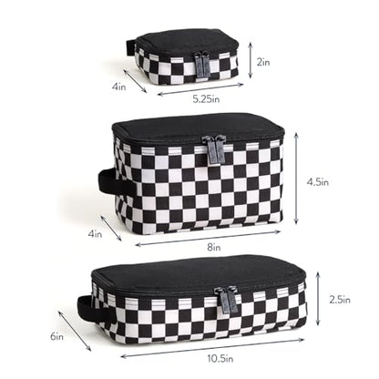 Itzy Ritzy Packing Cubes for Travel, Set of 3 (Black & White Checkerboard) - color: Black & White Checkerboard