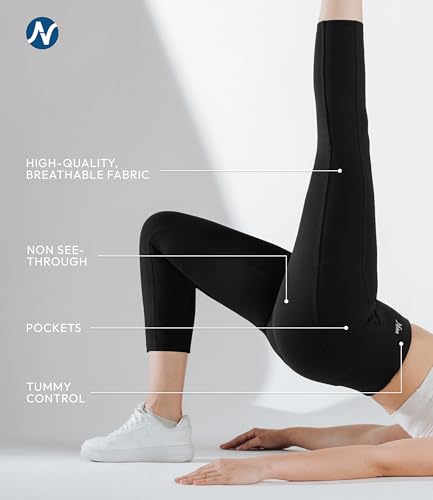 Nirlon Cotton Capri Leggings with Pockets 3/4- CottoNIR - color: Black, size: 6