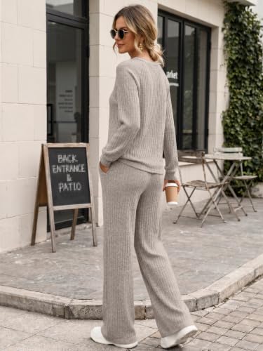 Trendy Queen Women's 2 Piece Lounge Sets 2026 Fall Casual Matching Outfits - color: Light Khaki, size: Small