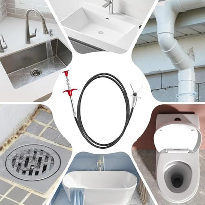 61-Inch Flexible Drain Snake with 4-Claw Grabber for Sink, Shower & Tub - style: 61 IN