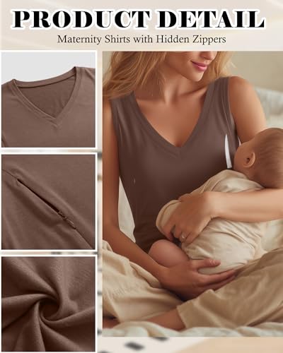 Ficerd 3 Pack Women's Nursing Tank Tops - color: Black, White, Coffee, size: XX-Large