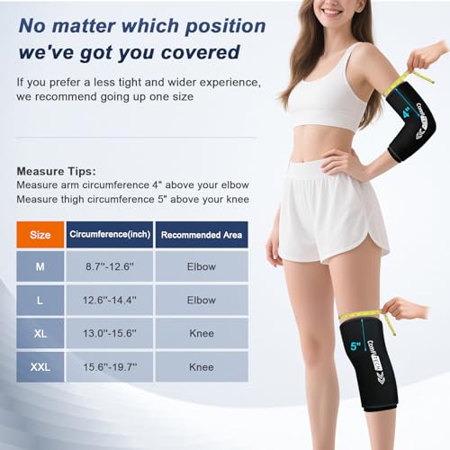 ComfiTECH Elbow Ice Pack Wrap for Arm, Knee & Calf, Flexible Ice Sleeve, L - size: L-Standard