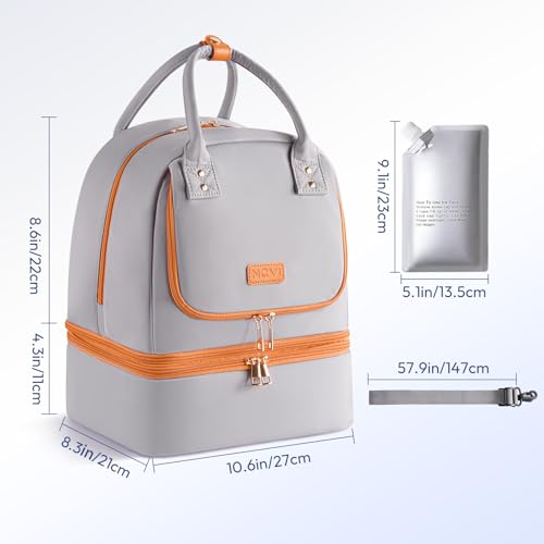 NCVI Breast Pump Backpack, Double Layer Removable, for Spectra/Medela - color: Slate Grey
