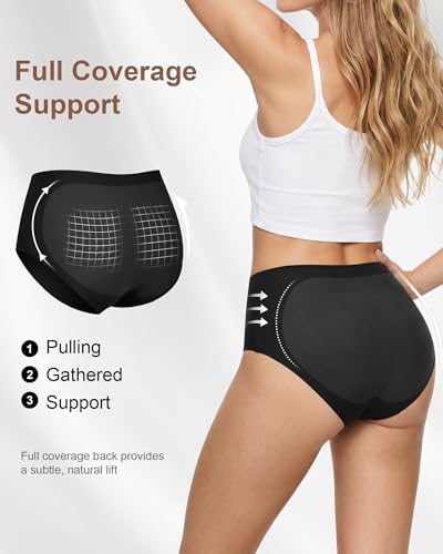 Womens Underwear Seamless High Waisted Women's Panties 6 Pack - color: Black-6 Pcs, size: Large