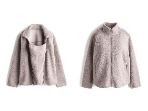 Maternity Coat Winter Mom Cozy Thicken Coats Fleece Sherpa Jacket - color: Brown, size: Medium