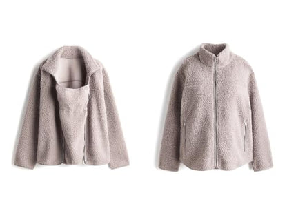 Maternity Coat Winter Mom Cozy Thicken Coats Fleece Sherpa Jacket - color: Brown, size: X-Large