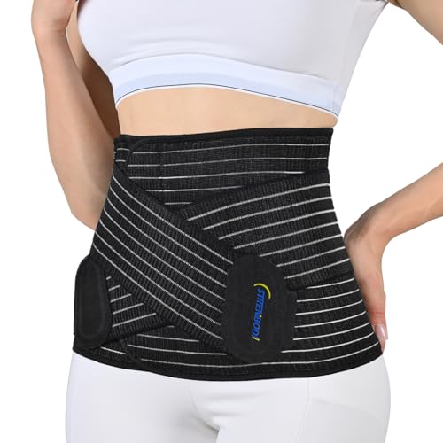 Abdominal Binder Post Surgery Postpartum Belly Band, C-section Belly Binder, Girdle for Postnatal, Adjustable Belly Wrap, Stomach Compression Hernia Belt For Men or Women After Pregnancy, Hysterectomy - color: Black, size: Standard S/M