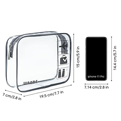 WANDF TSA Approved Toiletry Bag, 3 Pack Clear Makeup Bag - color: Grey, size: Pack of 3