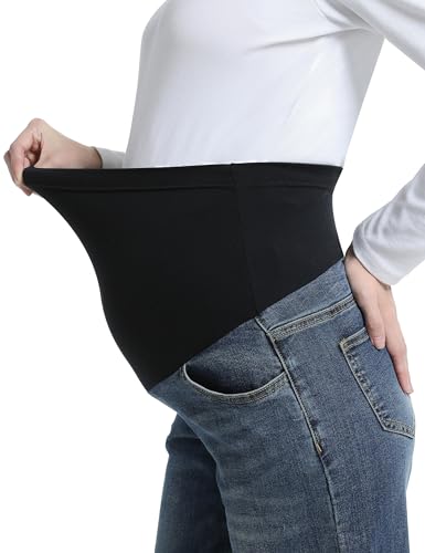 Maternity Jeans Wide Leg Loose Pregnancy Denim Pants - color: Dark Blue, size: Small