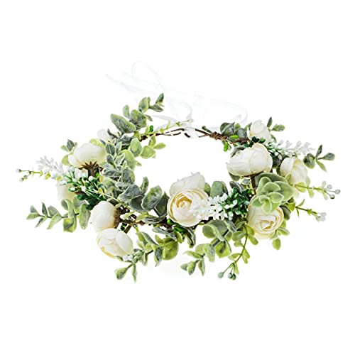 Vividsun Wedding Bridal Green Leaf Flower Crown Eucalyptus Floral Crown Maternity Photo Props (A/white) - color: A/ white