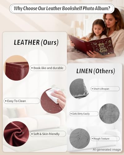 Leather Baby Scrapbook Album, Baby Memory Keepsake for New Moms & Dads - color: Brown