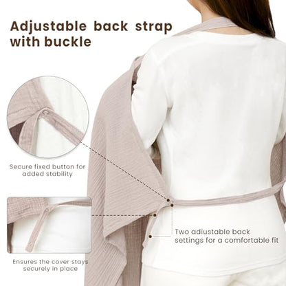 Konssy Muslin Nursing Cover Up for Breastfeeding with Rigid Hoop - color: Taupe