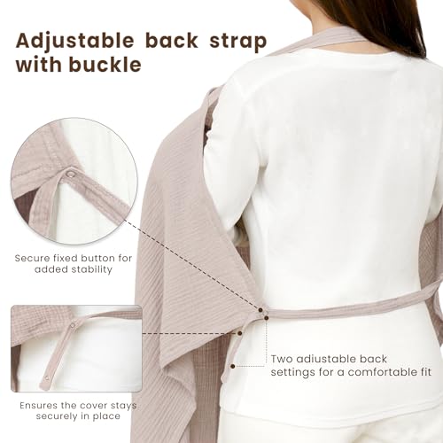 Konssy Muslin Nursing Cover Up for Breastfeeding with Rigid Hoop - color: Taupe