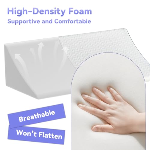 Vekkia Wedge Pillow for Side Sleeping, Back Support with High-Density Foam - color: White
