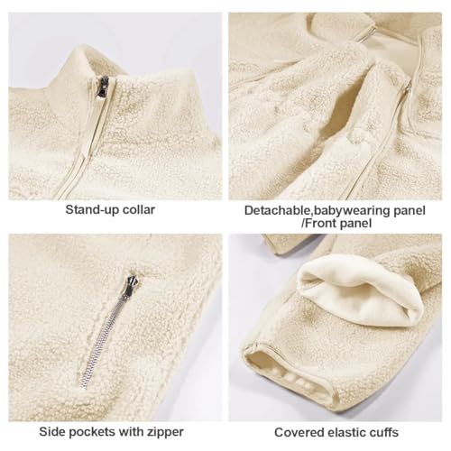 Maternity Coat Winter Mom Cozy Thicken Coats Fleece Sherpa Jacket - color: Cream, size: X-Large