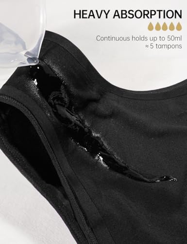 ALLBASE Women's Cotton Period underwear leakproof high absorbency 3 Pack Regular & Plus Size - color: Black, size: 4X-Large
