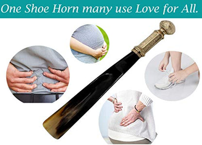 Shoe Horn 16" Brass Handle for Men, Women, Seniors, Pregnancy, Elderly