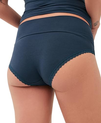 Pact Organic Cotton Maternity Foldover Hipster Underwear for Pregnancy Postpartum, 4 pack - color: Everyday Basics