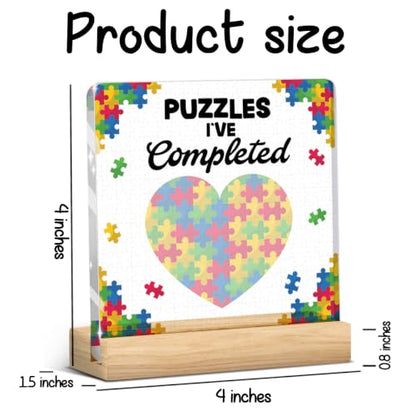 Jigsaw Counter Gift for Puzzlers, Puzzle I've Completed Sign with Markers - color: Puzzles