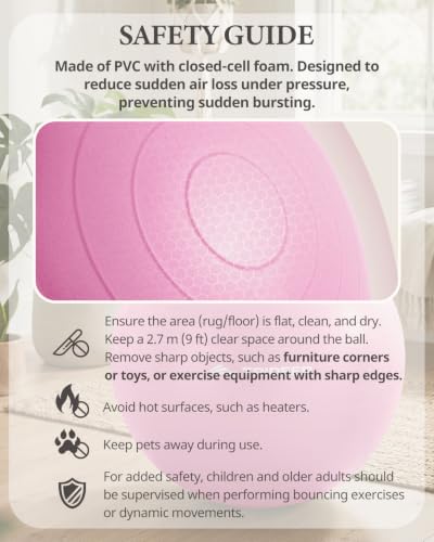 Trideer Yoga Ball for Exercise, Pregnancy, Exercise Ball, Pump Included - color: Pink, size: L(23-26ines/58-65cm)