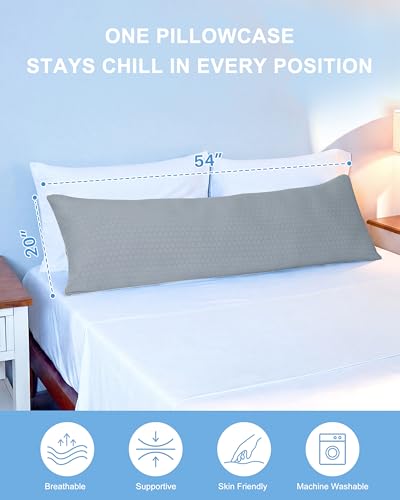 YZ HOME Cooling Body Pillow for Adults,Cold Touch Fabric(Dark Grey,20"x54") - color: Dark Grey