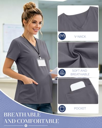 Neer 2 Pack Maternity Scrub Tops for Women - color: Dark Gray, Black, size: Large