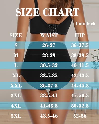 OUENZ Womens Underwear Cotton High Waisted Panties Full Coverage Postpartum Briefs Soft Stretch Ladies Underpants Multi Pack - color: Multicolor B, size: Medium