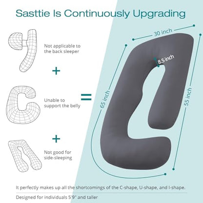 Cooling Pregnancy Pillows for Sleeping, 65'' Full Body Pillow, Dark Grey - color: Dark Grey, size: 65 Inch