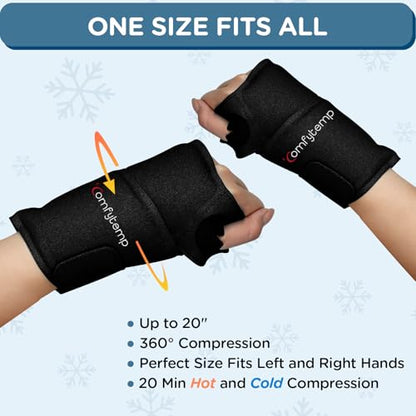 Comfytemp Wrist Ice Pack Wrap for Carpal Tunnel Relief, 2 Packs, Black - color: Black, size: 20"x4"