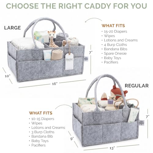 Parker Baby Co. Felt Diaper Caddy Organizer - Large, Gray - color: Gray (Heathered Gray), size: Large