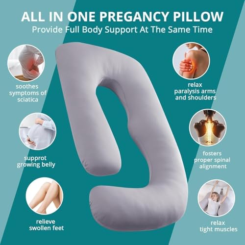 Cooling Pregnancy Pillows for Sleeping, 65'' Full Body Pillow, Light Grey - color: Light Grey, size: 65 Inch