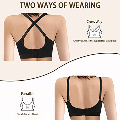 4HOW Pumping Bra Hands Free Nursing Pumping Bra All in One Wireless Padded Maternity Bralette for Large Bust - color: Black+beige+grey, size: Medium