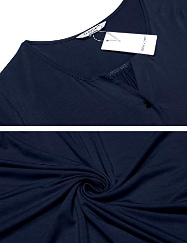 Ekouaer Labor and Delivery Gown Maternity Nursing Nightgown Breastfeeding - color: Navy Blue, size: Large
