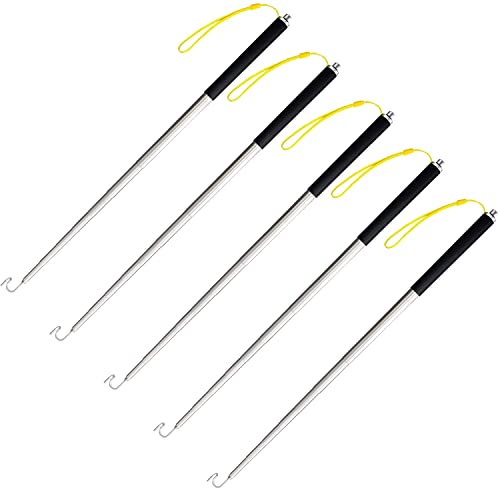 5 Pack Telescoping Pole with Hook Magnetic Pickup Grabber Tool - color: Black-5p