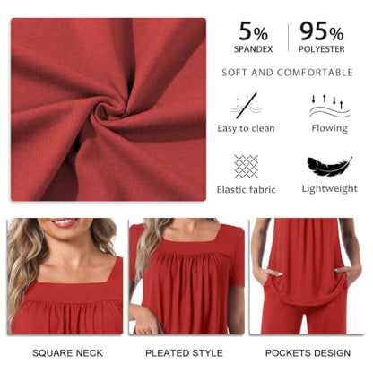 POPYOUNG Women's Pajama Set Maternity 2 Piece Ladies Loungewear - color: Bean Rose Red, size: 4X-Large