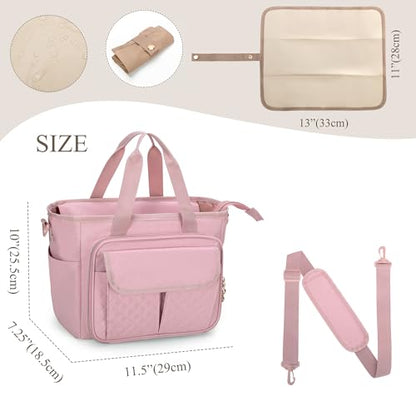 LUXJA Wearable Breast Pump Bag with a Waterproof Mat, Pink