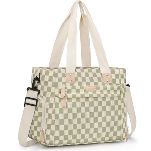 Pritent Baby Diaper Bag Tote,Waterproof Maternity Breast Pump Bags for Mom - color: Checkered Green