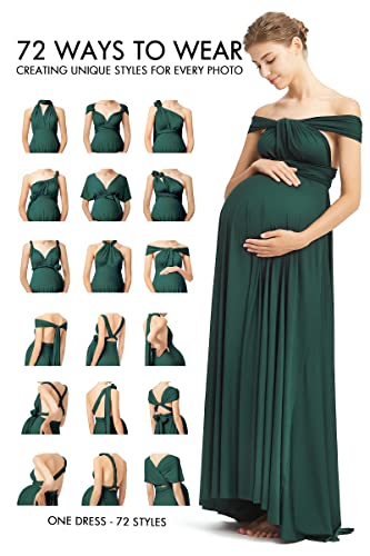 72styles Maternity Multi-Way Wrap Infinity Maxi Dress for Baby Shower - color: Dark Green, size: One Size Plus
