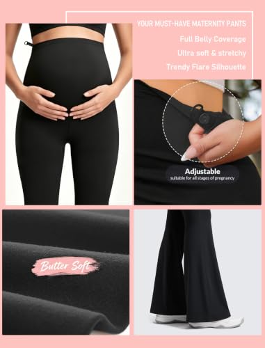 Women's Maternity Flare Leggings Yoga Pants with Pockets 31" - size: Small