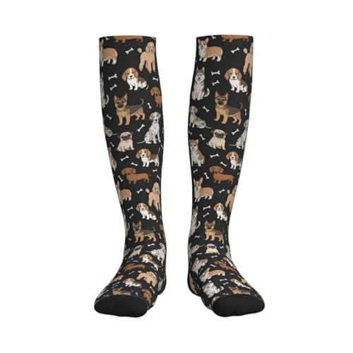 Compression Socks Knee High Support Stockings Women Men - color: Puppy Dog