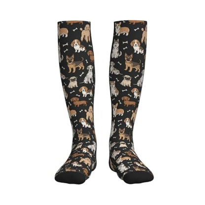 Compression Socks Knee High Support Stockings Women Men - color: Puppy Dog