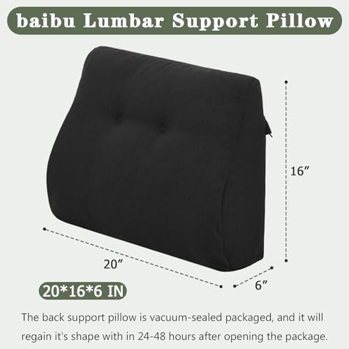 baibu Patented Dual-Layer Memory Foam Lumbar Pillow for Recliner, Black - color: Black