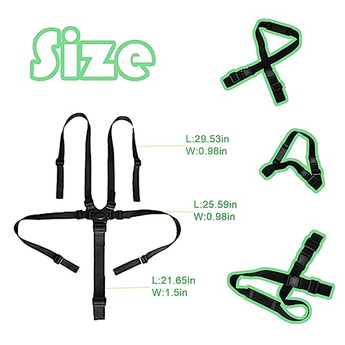 5 Point Harness Seat Belt Strap Belt,High Chair Strap,Harness for Stroller Pushchair Pram Buggy Safe Protection,Harness Strap Belt,Shoulder Strap Belts for Pram - color: Black