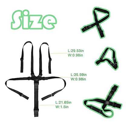 5 Point Harness Seat Belt Strap Belt,High Chair Strap,Harness for Stroller Pushchair Pram Buggy Safe Protection,Harness Strap Belt,Shoulder Strap Belts for Pram - color: Black