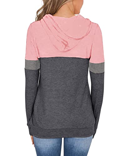 MixShe Women’s 2026 Fall Long Sleeve Hoodie Pullover Sweatshirt Lightweight Casual Tops Blouse - color: Light Pink, size: X-Large