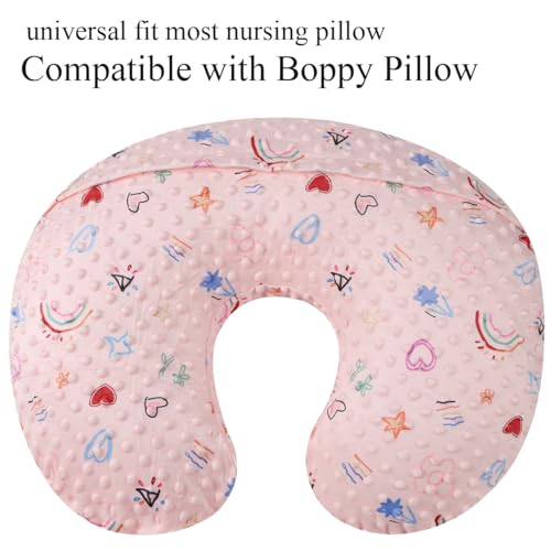 Dot Nursing Pillow Cover Set 2 Pack Compatible with Boppy Pillow - color: Pink & Love