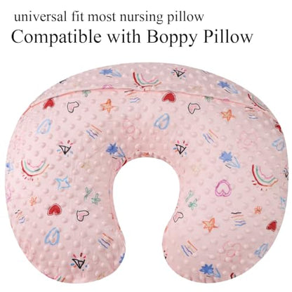 Dot Nursing Pillow Cover Set 2 Pack Compatible with Boppy Pillow - color: Pink & Love