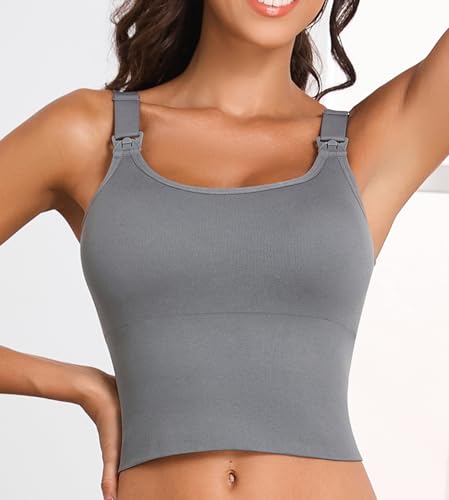 Suekaphin Nursing Longline Bra Tank Top Crop,Maternity Support Workout Sport Bra - size: Medium